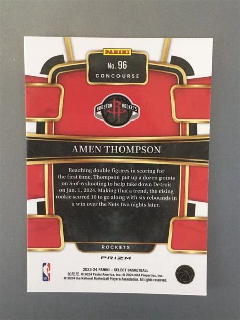 Amen Thompson 2023 24 Panini Select Concourse Orange Flash Prizm RC 96