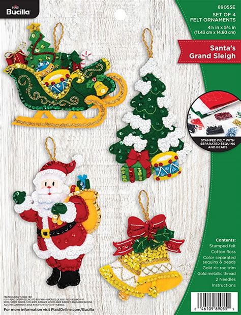 Amazon Bucilla Santas Grand Sleigh Felt Applique Ornament Kit