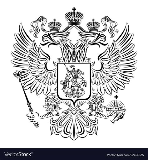 Black and white coat of arms the russian Vector Image