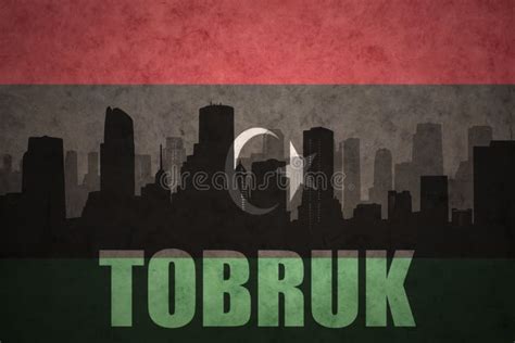 Abstract Silhouette Of The City With Text Tobruk At The Vintage Libyan