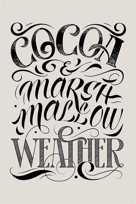 Vector Hand Drawing Lettering Phrase Cocoa And Marshmallow Weather