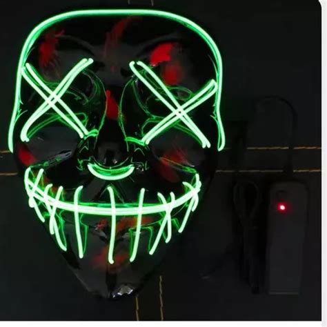 M Scara Led De Terror Verde Neon Carnival Cosplay Fantasy Para Hombre