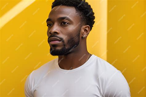 Premium Photo Portrait Of A Black Man Side View Photo On Yellow