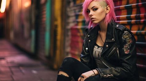 Premium Photo Cyberpunk Woman Girl With Pink Hair