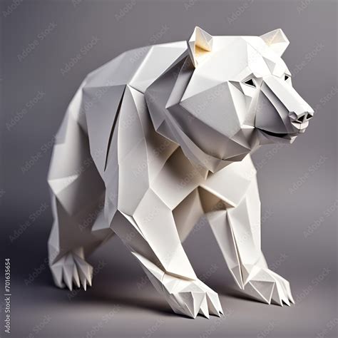 Bär Braunbär in geometrischen Formen wie 3D Papier in weiß wie Origami