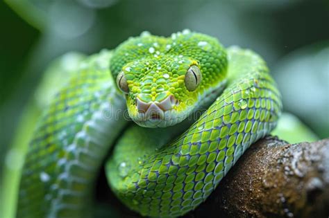 In this Mesmerizing Close-up, Encounter a Vibrant Green Snake ...