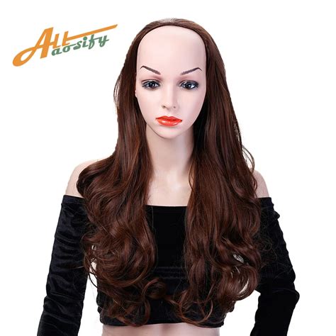 Buy Allaosify 3 Colors Half Head Sets Wig Long Curly