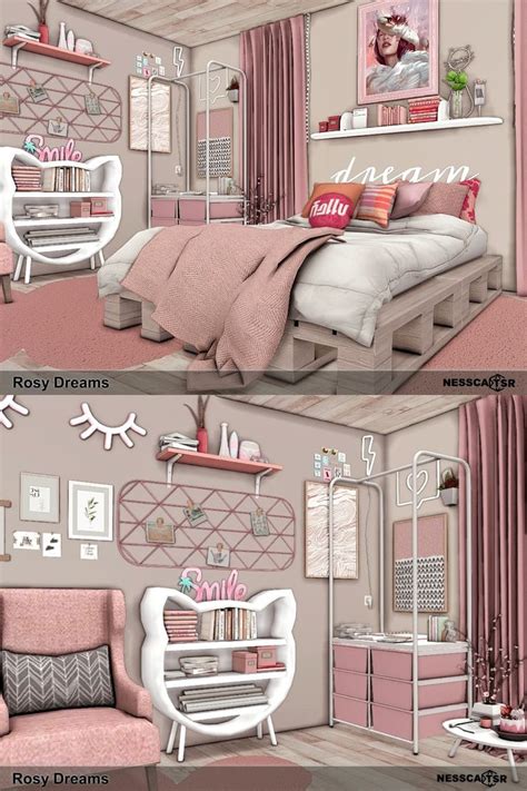 The Sims 4 Room Cc Rosy Dreams Sims4 The Sims 4 Sims4 Room Sims4