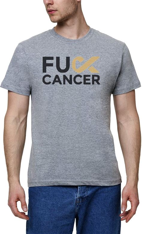 Fuck Cancer Fight Cancer Campaign Men S Mens Men Grey Crew Neck T Shirt Tshirt T Shirt Amazon