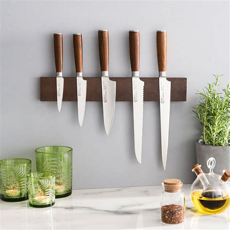 Nihon X Knife Set Piece And Magnetic Oak Knife Rack Nihon X