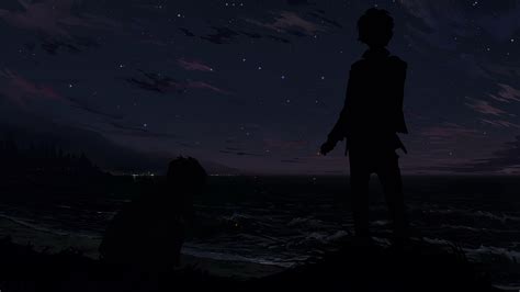 Pictures Boys Silhouette Anime Night 3840x2160