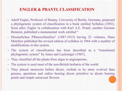 Engler And Prantl System Of Classification In Plant Taxonomy PPT