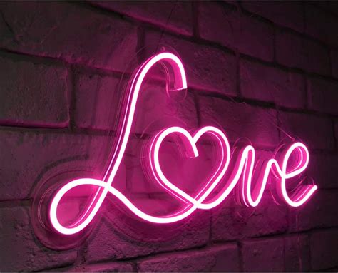 Britrio Led Neon Light Sign Pink Love Neon Sign Wall Decor For Girl