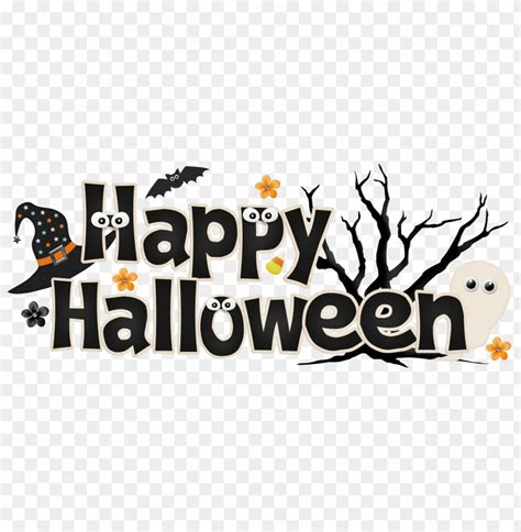 Happy Halloween Funny Banner PNG Image with Pumpkins and Bats