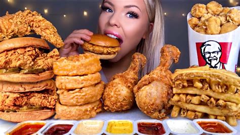 ASMR POPEYES VS KFC MOST POPULAR FOOD CHICKEN SANDWICH FRIED CHICKEN