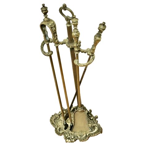 Attractive Brass Fireside Companion Set, Fireside Tools For Sale at 1stDibs