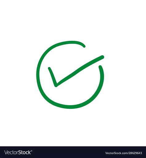 Green Circle Check Mark Icon With Hand Drawn Vector Image