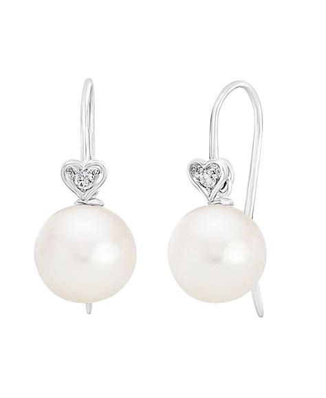 14 Karat White Gold Freshwater Cultured Pearl And Diamond Earrings For Sale At 1stdibs