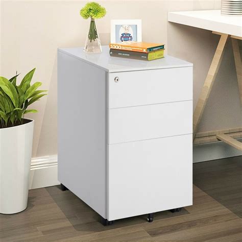 3 Drawer Filing Cabinet Locking Pedestal Desk Costway Armoire