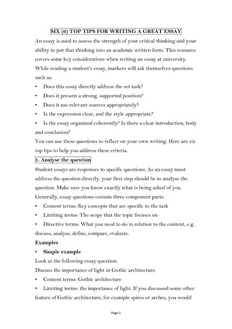 SOLUTION: Six top tips for writing a great essay - Studypool