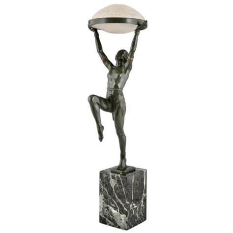 Clart Life Size Art Deco Bronze Lamp Standing Nude With Globe Deconamic