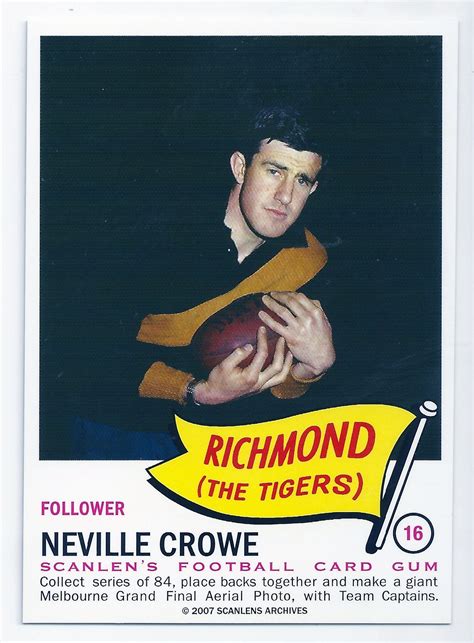 2007 1966 Scanlens Flag Archives 16 Neville Crowe Richmond APT