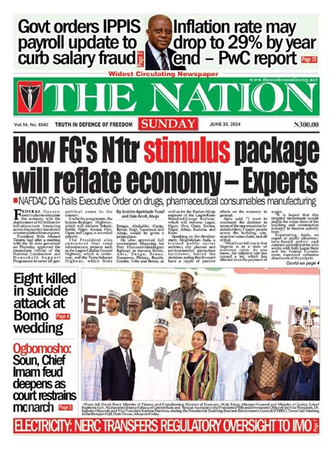 Nigerian Newspapers Daily Front Pages Review Sunday 30th June 2024