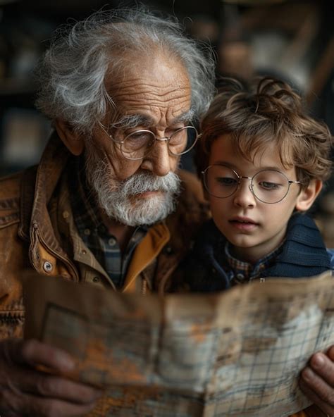 Premium Photo Grandpa Helps His Grandson Physics Background