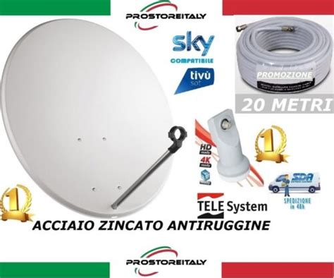 Parabola Cm Acciaio Antenna Satellitare Per Sky Tivusat Lnb Mt