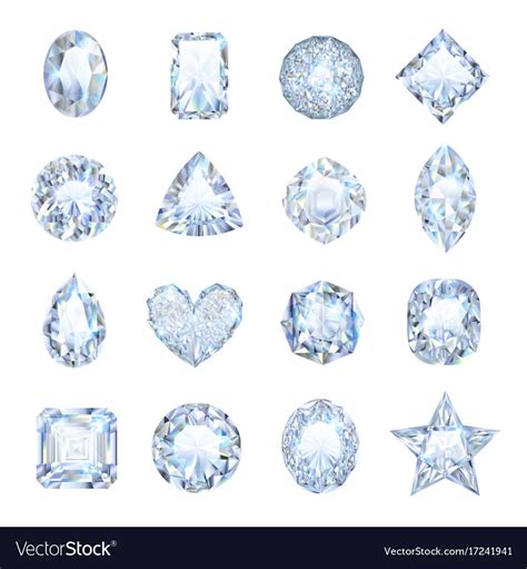 Realistic gemstones icons set Royalty Free Vector Image