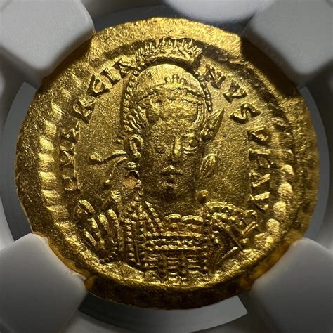 NGC MS Eastern Roman Empire Marcian AV Solidus AD 450 457 Military Bust