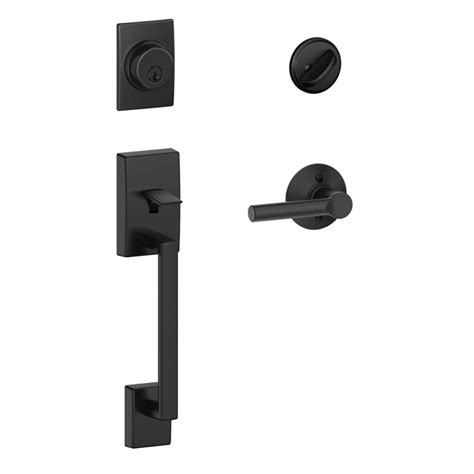 Schlage Century Matte Black Handleset With Broadway Levers The Home