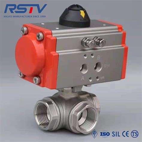 Way Screwed Ball Valve With Double Action Pneumatic Actuator Ball