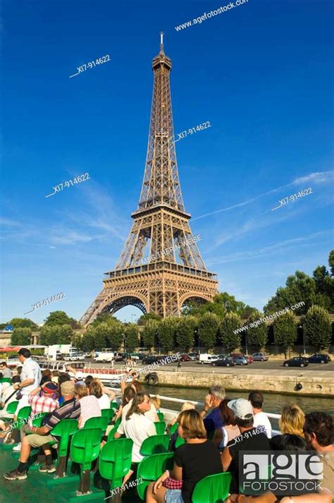 Eiffel Tower viewed from a bateau mouche, Paris, France, Stock Photo ...