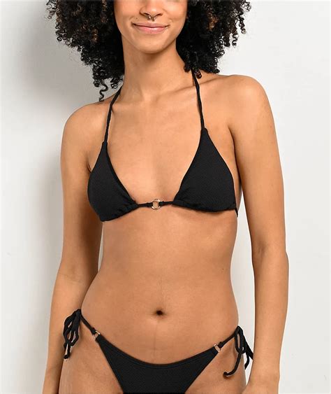 Damsel Bonnie Pique Black Triangle Bikini Top Hamilton Place