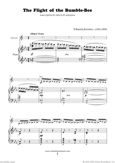 The Flight Of The Bumblebee Sheet Music For Tuba In Eb And Piano