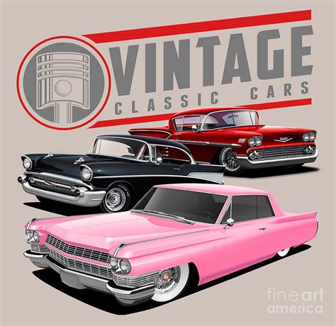 Vintage Classic Cars Digital Art by Paul Kuras - Fine Art America