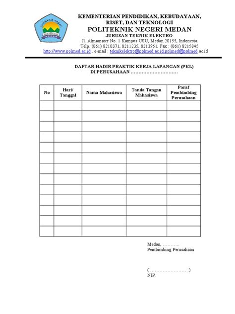 Form Absensi Pkl Pdf