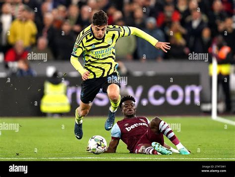 Arsenal S Kai Havertz And West Ham United S Mohammed Kudus Battle For