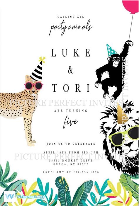 Party Animal Zoo Petting Zoo Personalized Party Invitation Digital File ...