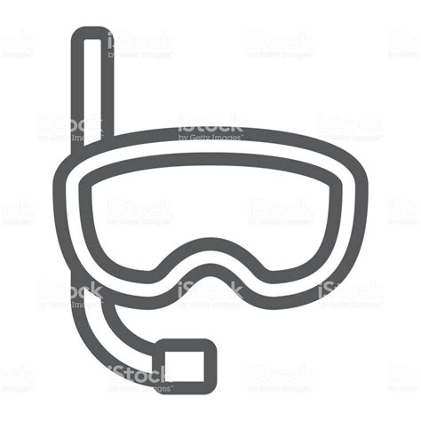 Diving mask line icon, diving and underwater, snorkel sign vector ...