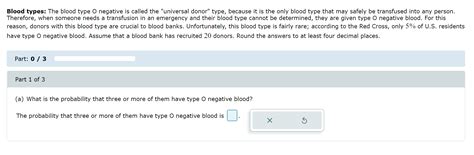 Solved Blood Types The Blood Type O Negative Is Called The Chegg