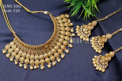 Golden Fusion Arts Traditional Brass Wedding Choker Necklace Set