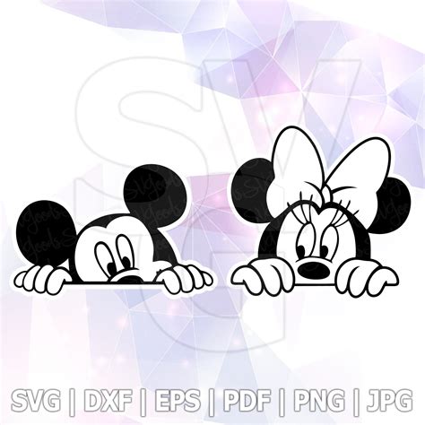 Peeking Mickey And Minnie Svg Disney Files Cricut Silhouette Etsy