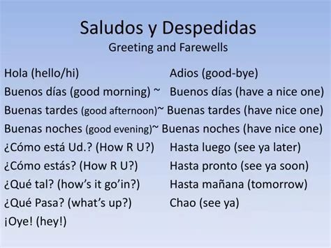 Ppt Saludos Y Despedidas Greeting And Farewells Powerpoint