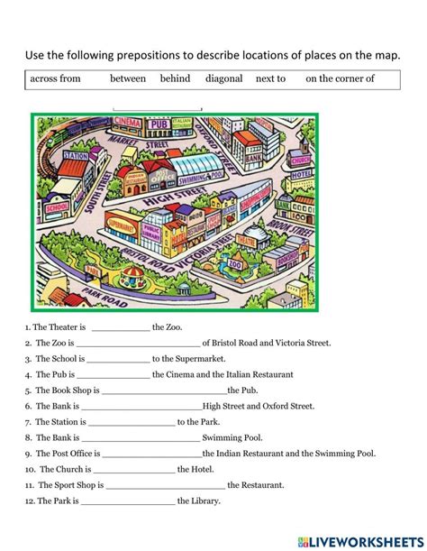 Places And Prepositions Interactive Activity Live Worksheets Worksheets Library