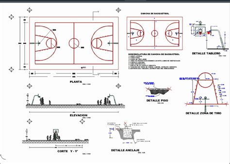 Descubrir 31 Imagen Cancha Basquetbol Autocad Abzlocal Mx