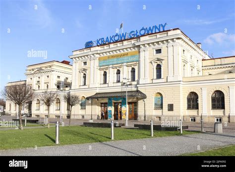 The Historic Building Of The Main Railway Station In Krakow Poland