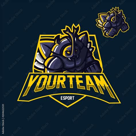 Horn Beetle Juggernaut Esport Gaming Mascot Logo Template Stock Vector