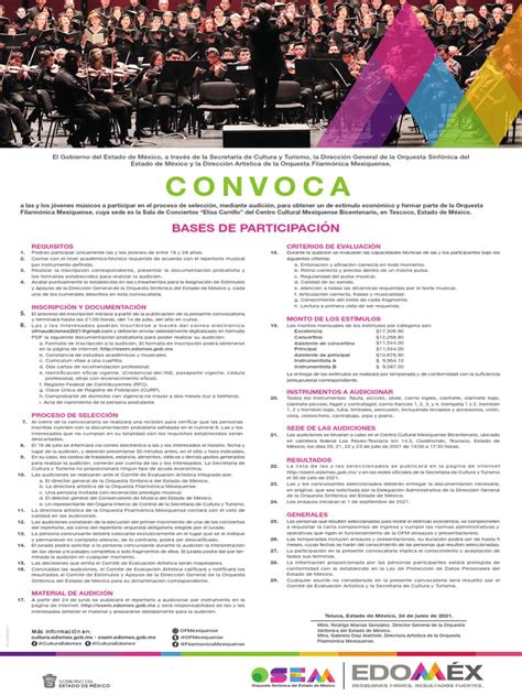 Convocatoria De La Orquesta Sinfónica Del Estado De México Pdf